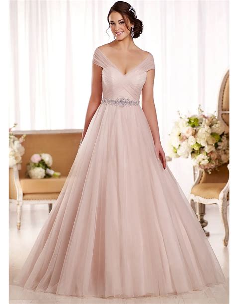 Blush Pink Wedding Dress Plus Size